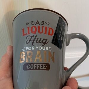 Coffee Mug Bone China “A Liquid Hug For Your Brain Coffee” Casa Signature NWT